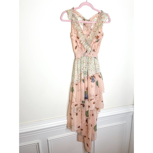 Free People Floral Skies Hi-Low Ruffle Midi Dress Size Medium - Picture 8 of 8